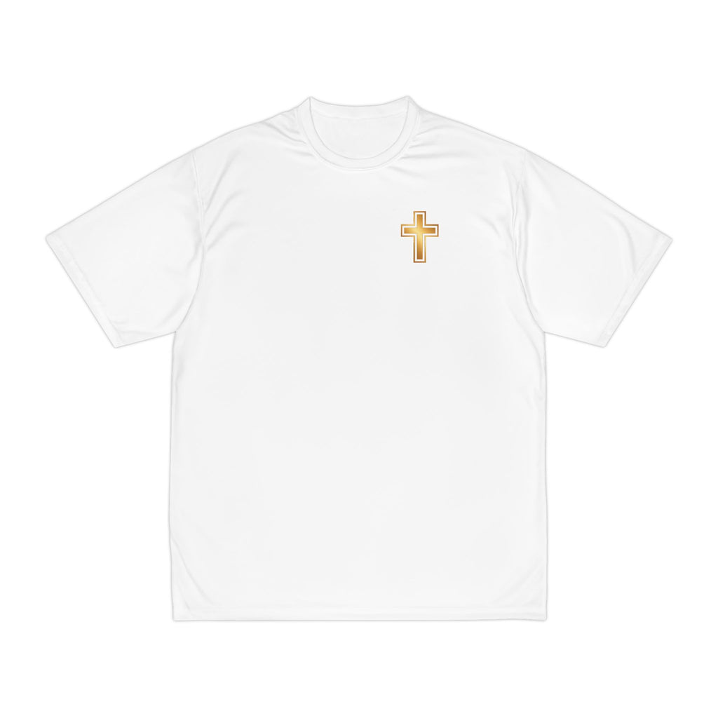 Gold Cross Performance T-Shirt — Christian Faith Athletic Tee – Christian faith apparel & gifts | Fully Christian Apparel