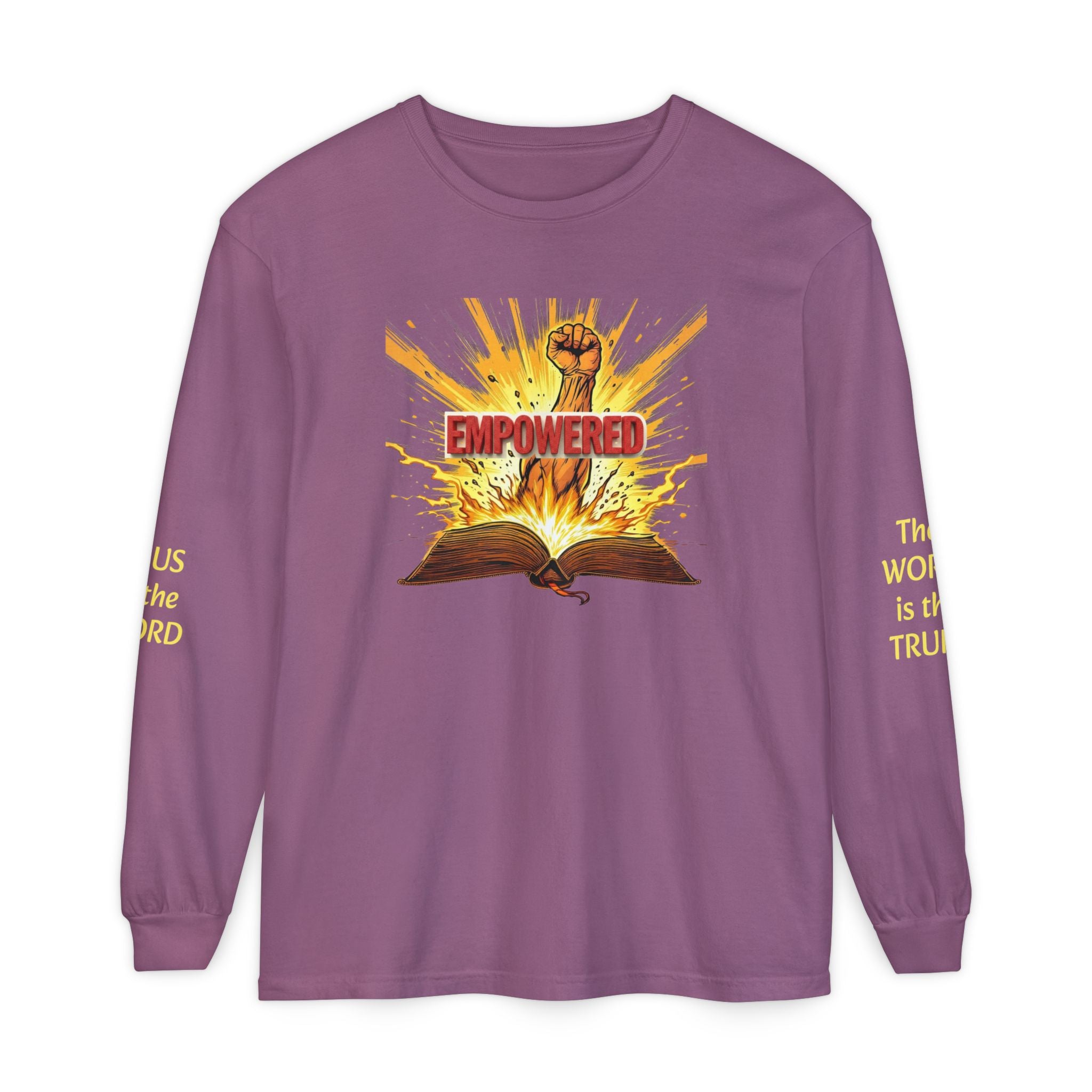 Empowered Faith Long Sleeve Tee — Bible Fist Graphic Christian Shirt