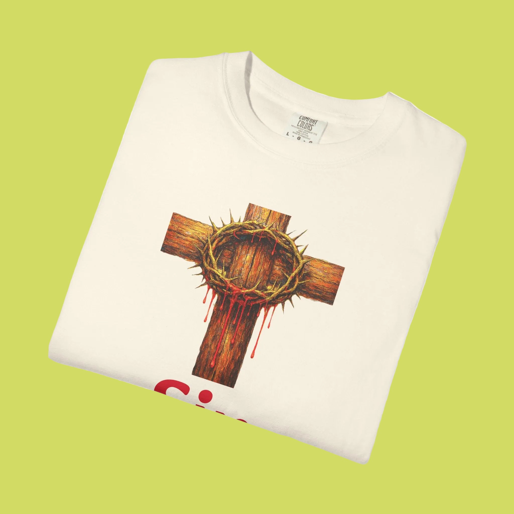 Christian Cross T-Shirt — "Sin Was Forgiven" Religious Faith Tee