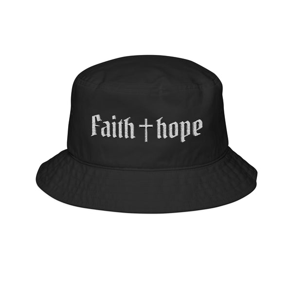 Faith + Hope Embroidered Bucket Hat — Christian Faith Cross Hat
