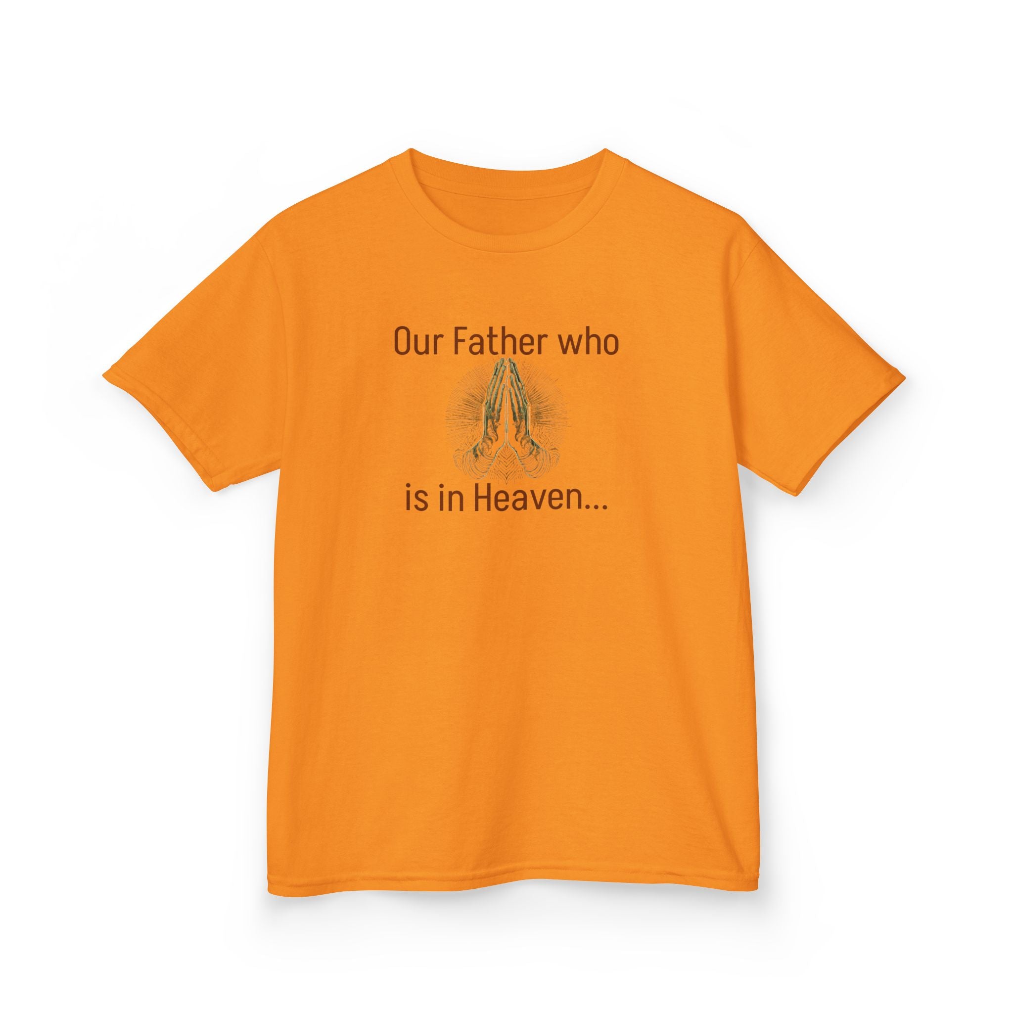 Kids T-Shirt “Our Father Who Is in Heaven” Praying Hands Faith Tee