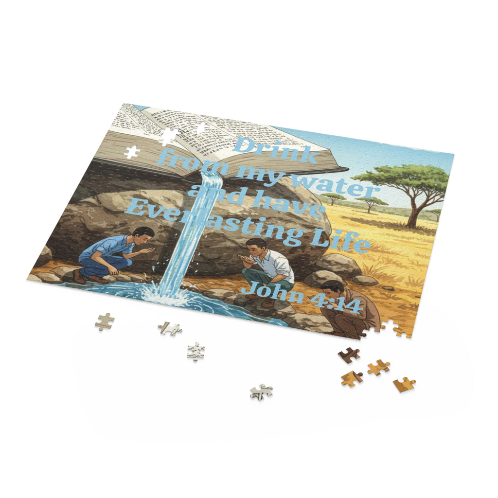 Christian Inspirational Puzzle — “Drink from my water and have Everlasting Life” (120–500 pcs)