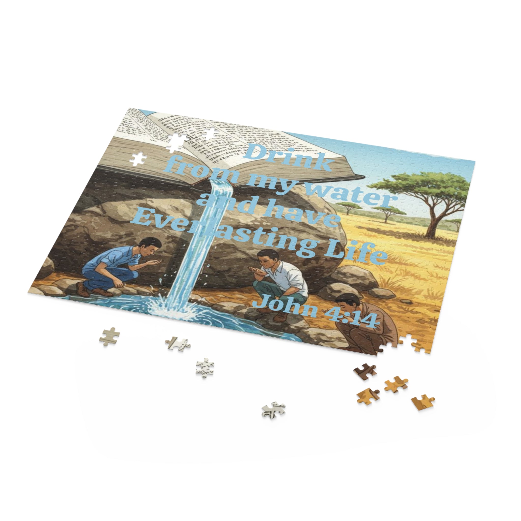 Christian Inspirational Puzzle — “Drink from my water and have Everlasting Life” (120–500 pcs)