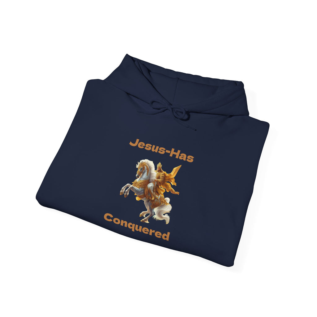 Jesus Has Conquered Hoodie — Christian Faith Graphic Sweatshirt