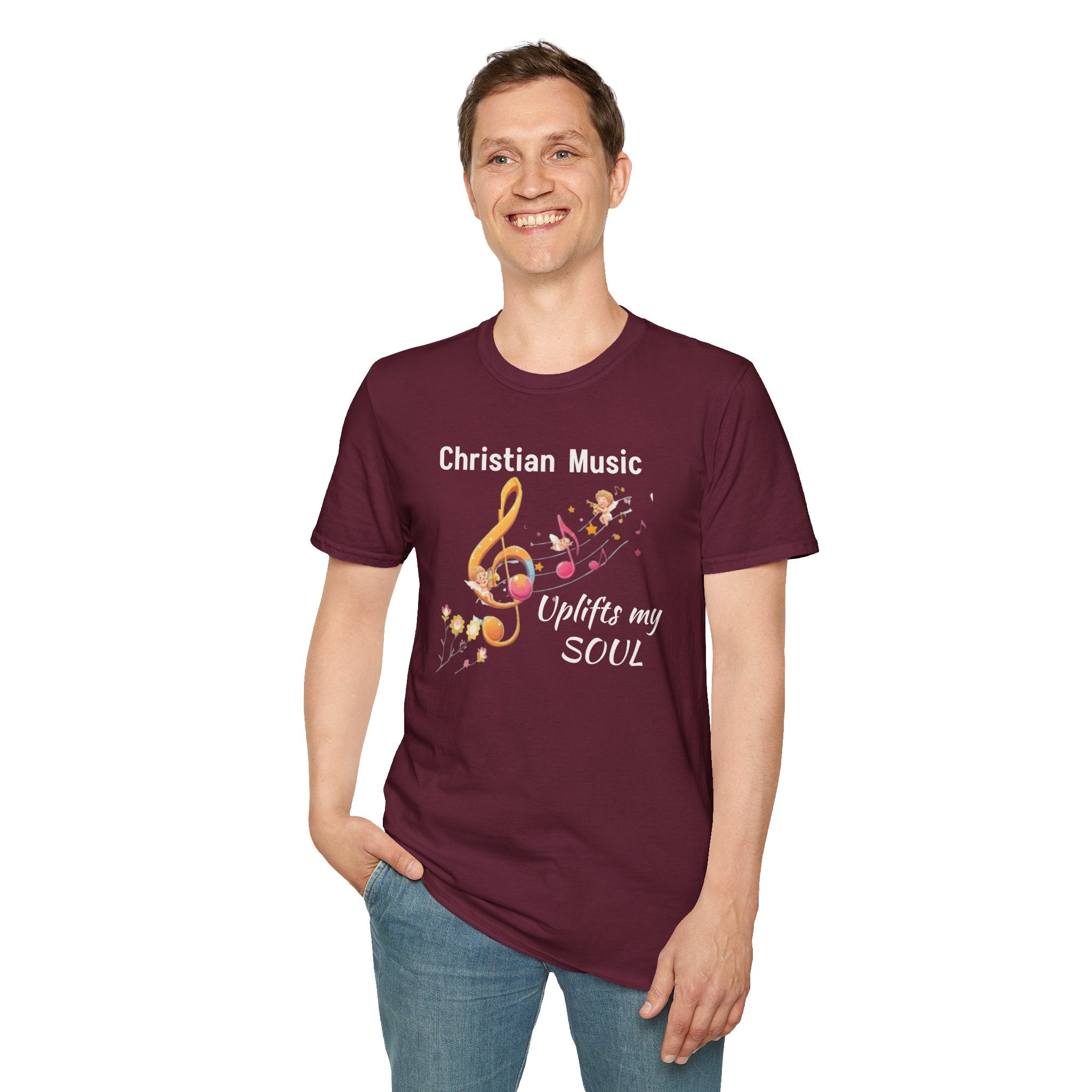 Christian Music T-Shirt – "Uplifts My Soul" Inspirational Faith Tee