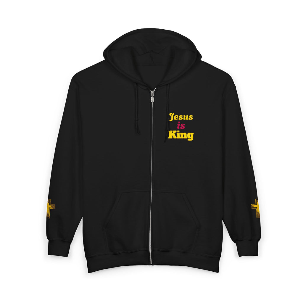 Jesus Is King Zip Hoodie — Christian Faith Full-Zip Hooded Sweatshirt – Christian faith apparel & gifts | Fully Christian Ap