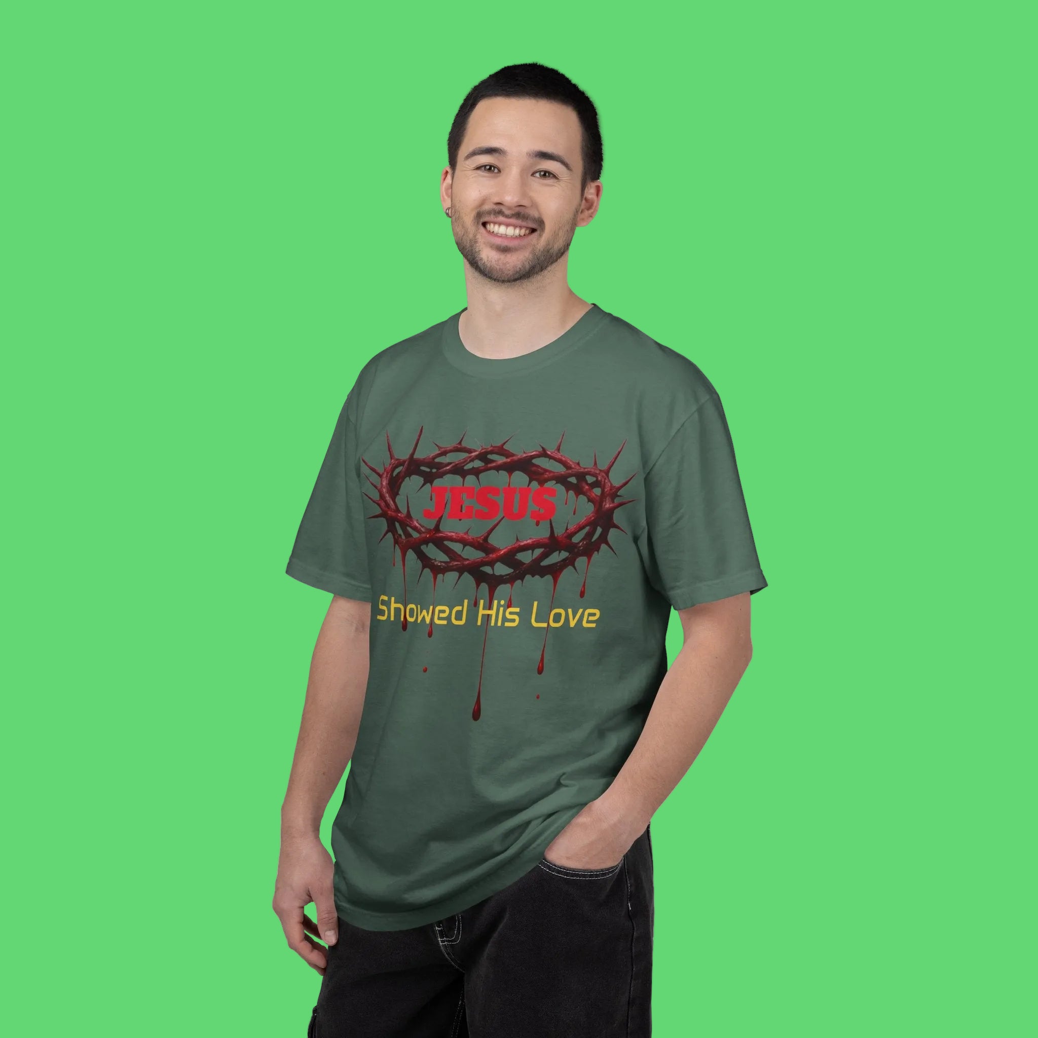 Jesus Showed His Love T-Shirt — Crown of Thorns Christian Tee