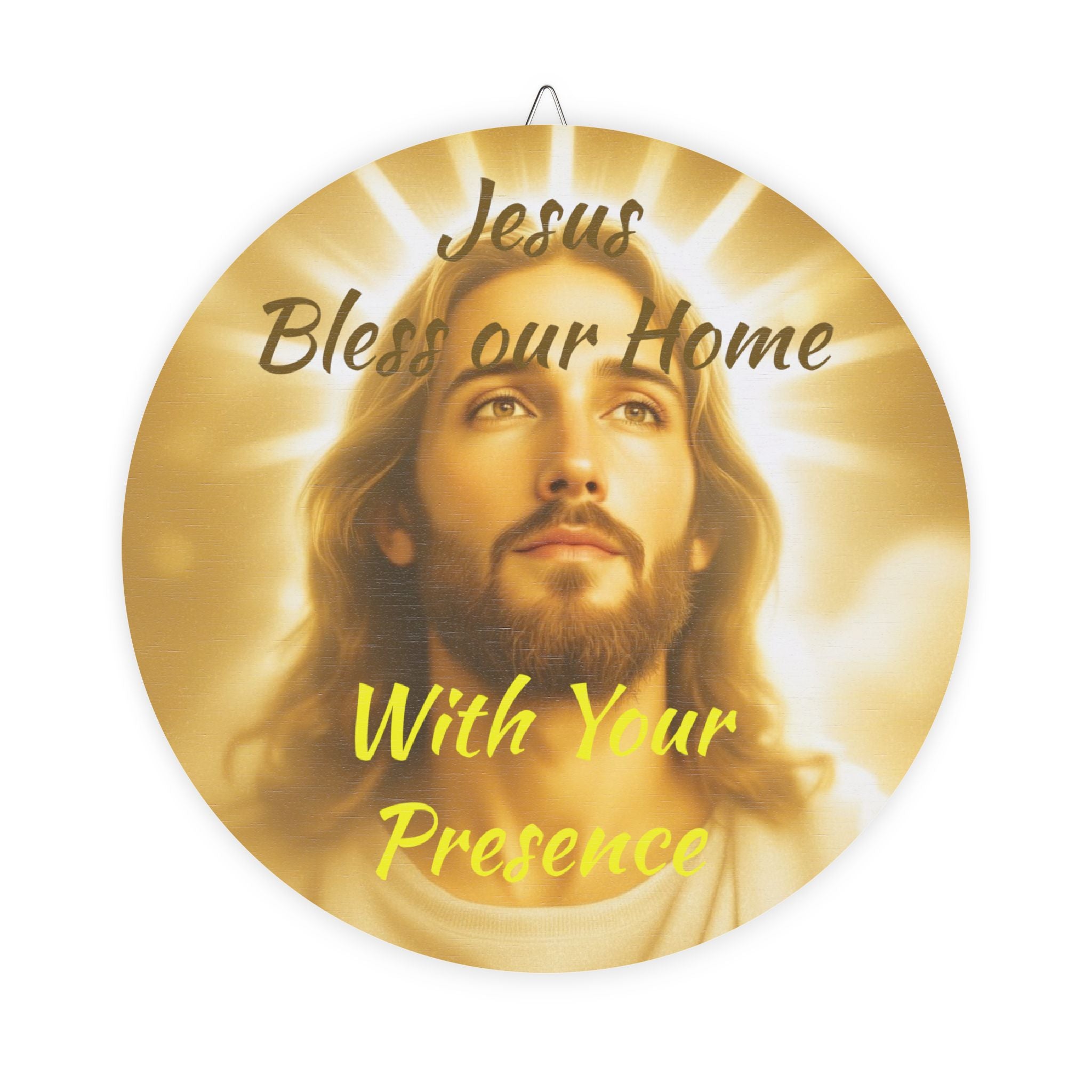 Jesus Bless Our Home- Round Wood Sign – Christian Wall Decor