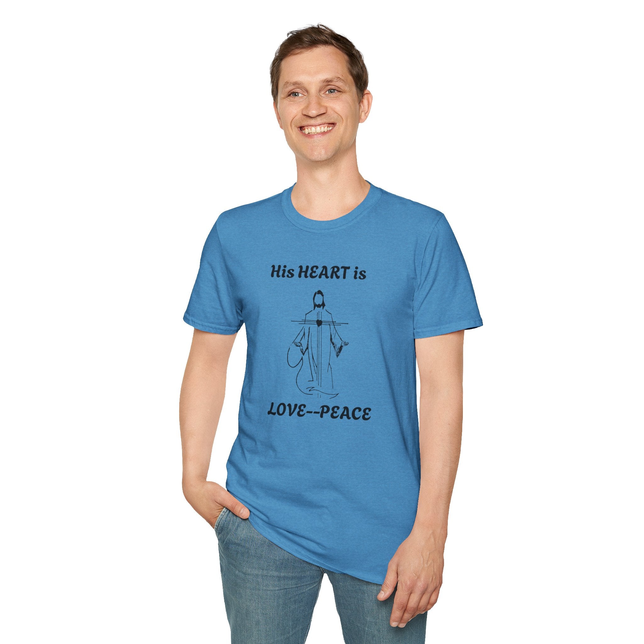 His Heart is Love Peace Unisex T-Shirt  Design
