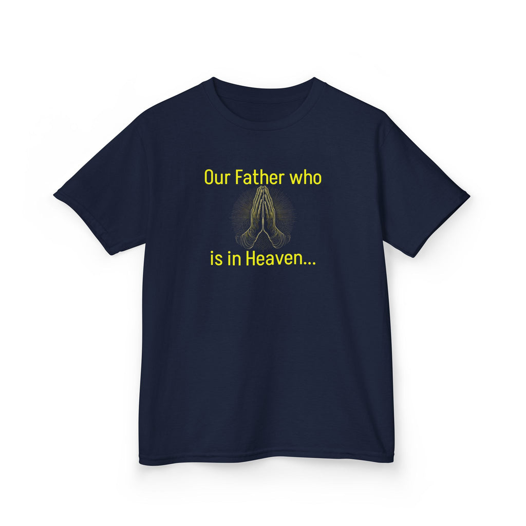Kids T-Shirt “Our Father Who Is in Heaven” Praying Hands Faith Tee – Christian faith apparel & gifts | Fully Christian Appar