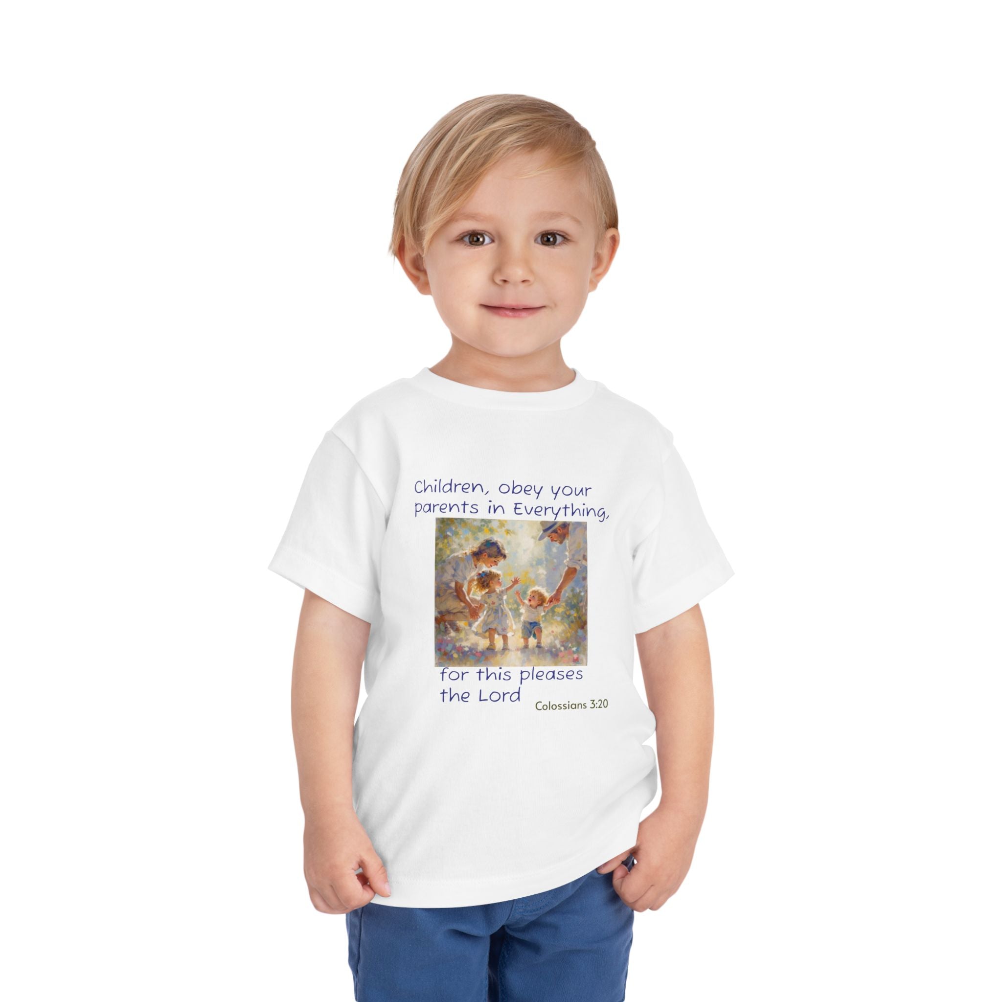 Toddler Tee – "Children, obey your parents in everything" Colossians 3:20 Christian Kids Shirt