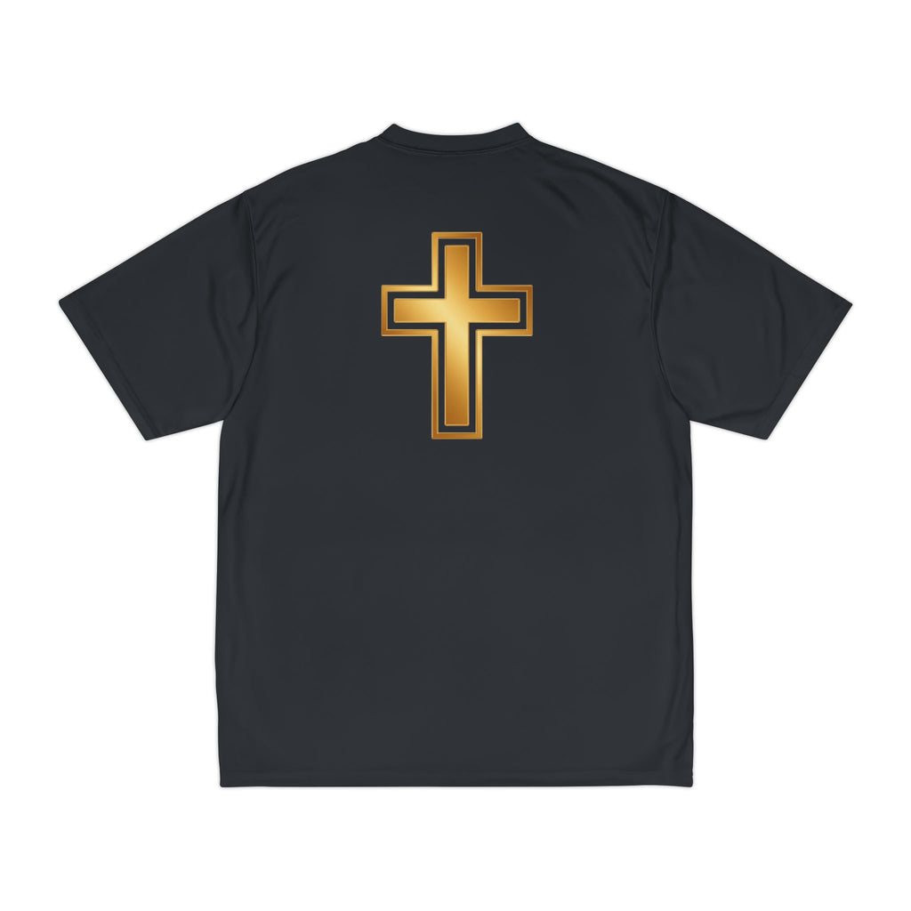 Gold Cross Performance T-Shirt — Christian Faith Athletic Tee – Christian faith apparel & gifts | Fully Christian Apparel