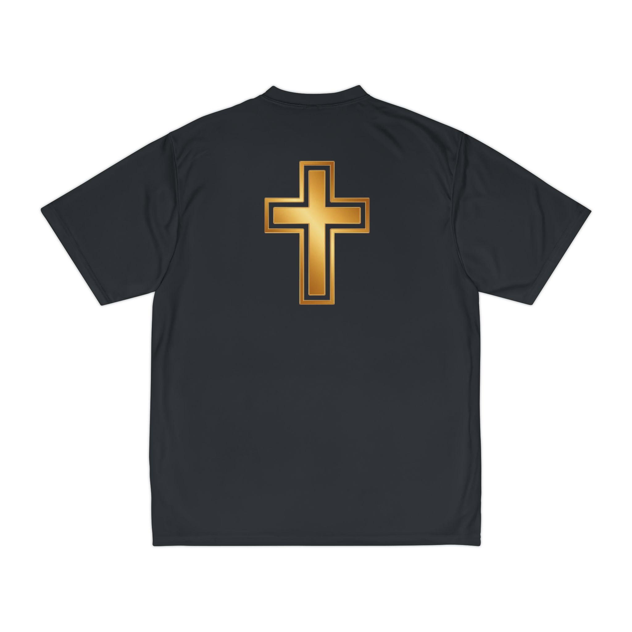 Gold Cross Performance T-Shirt — Christian Faith Athletic Tee