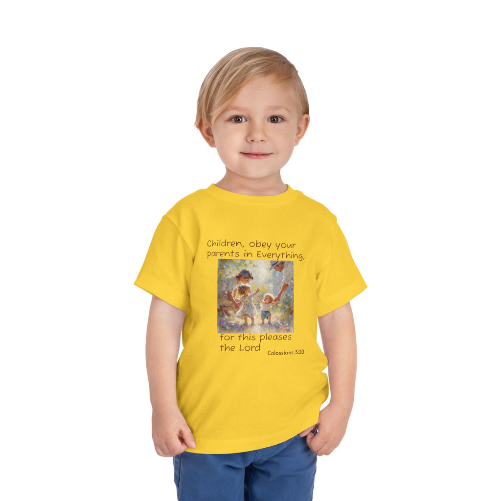 Toddler Tee – "Children, obey your parents in everything" Colossians 3:20 Christian Kids Shirt