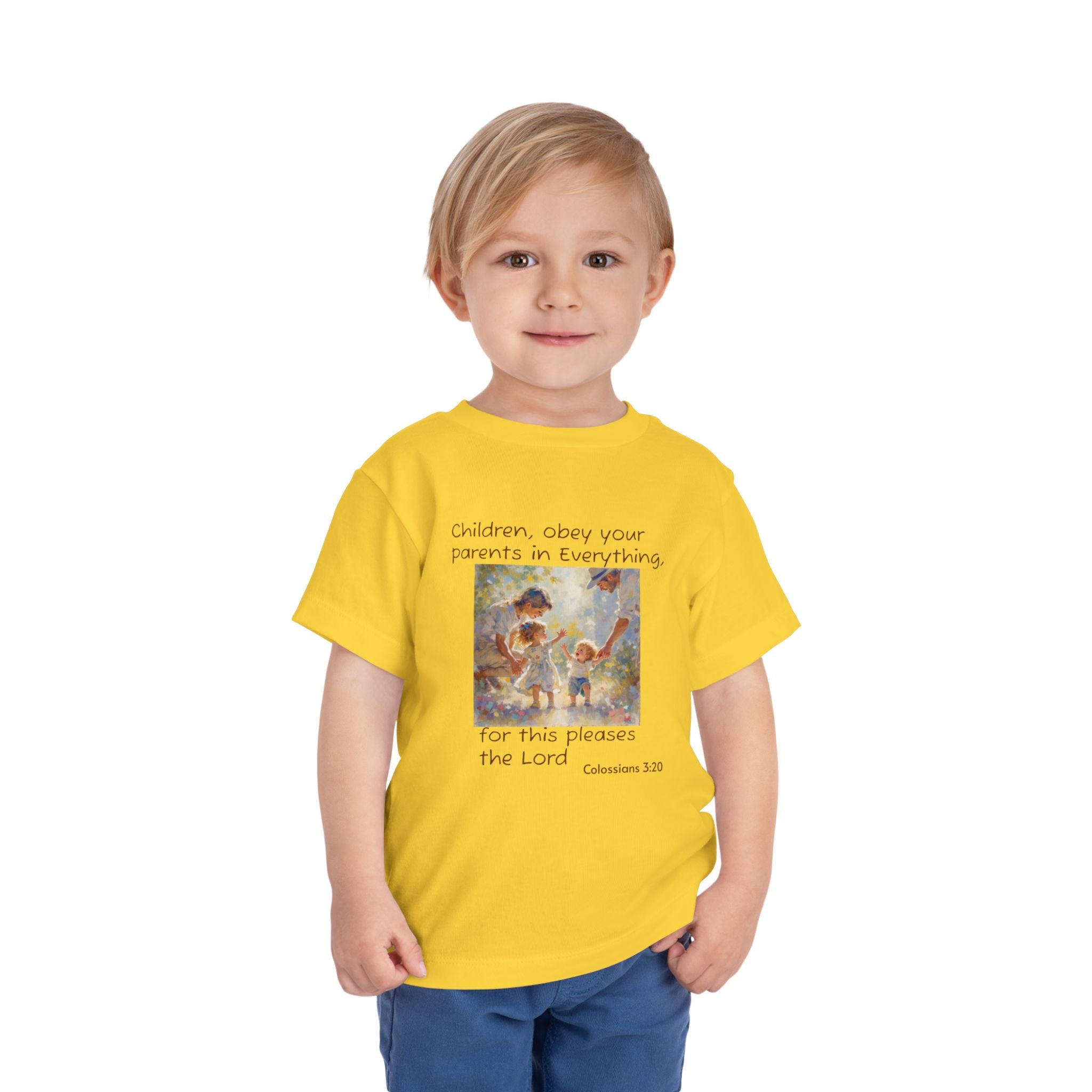 Toddler Tee – "Children, obey your parents in everything" Colossians 3:20 Christian Kids Shirt