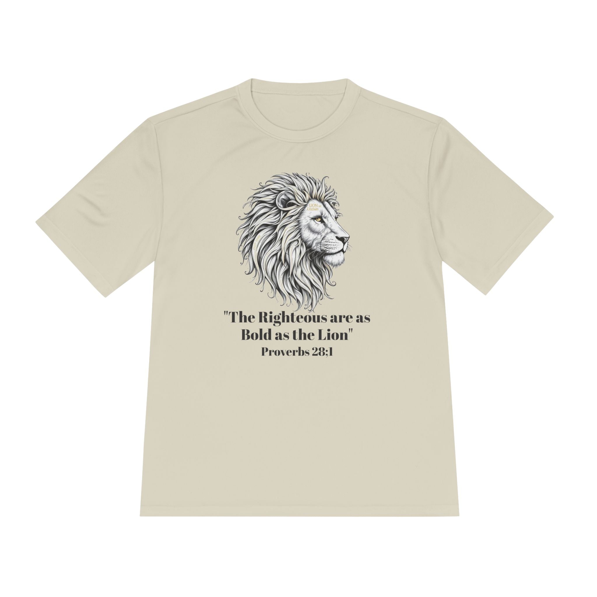 Lion Portrait Polyester T‑Shirt — “The Righteous are as bold as the Lion” Proverbs 28:1