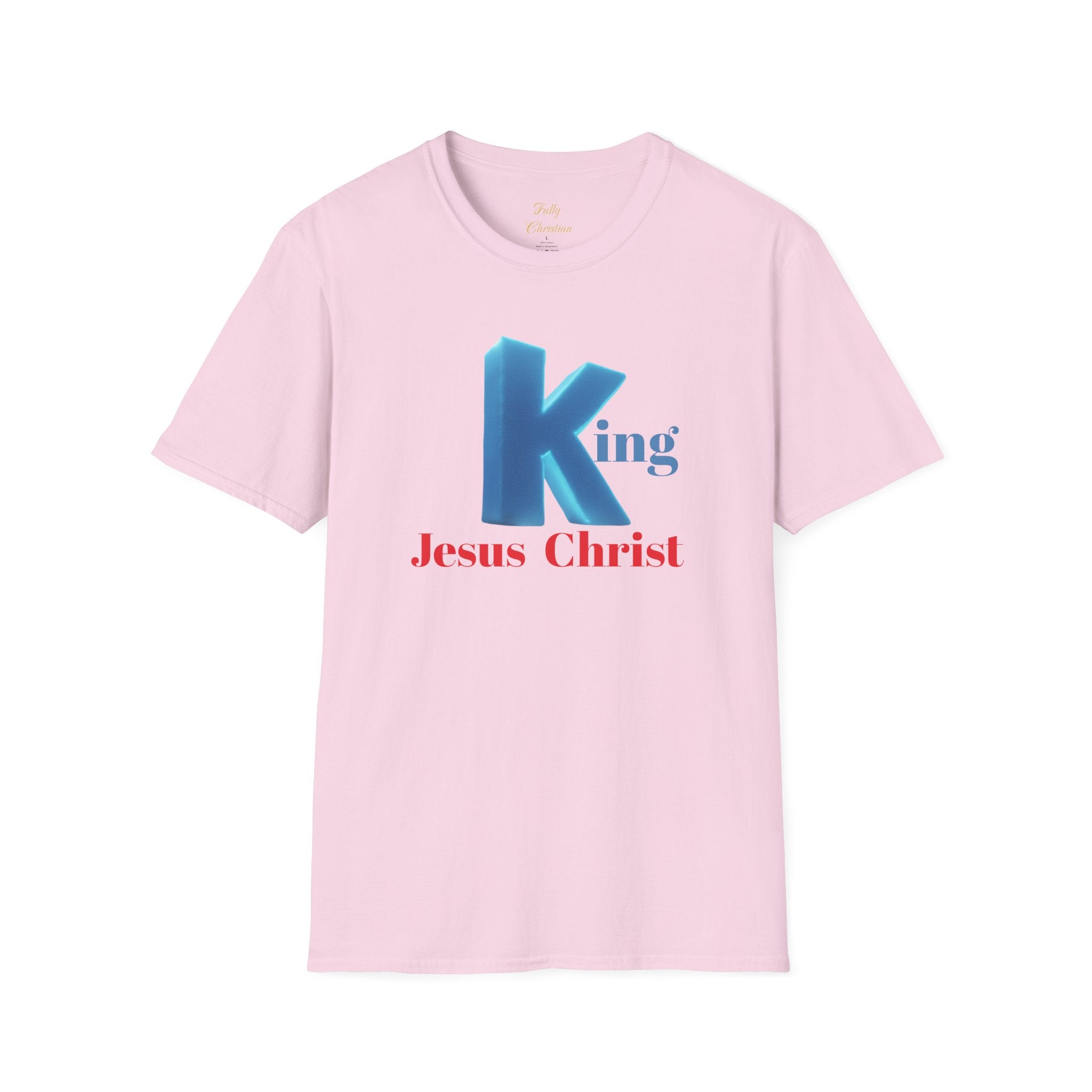 King Jesus Christ T-Shirt — 3D Blue Lettering Christian Faith Tee