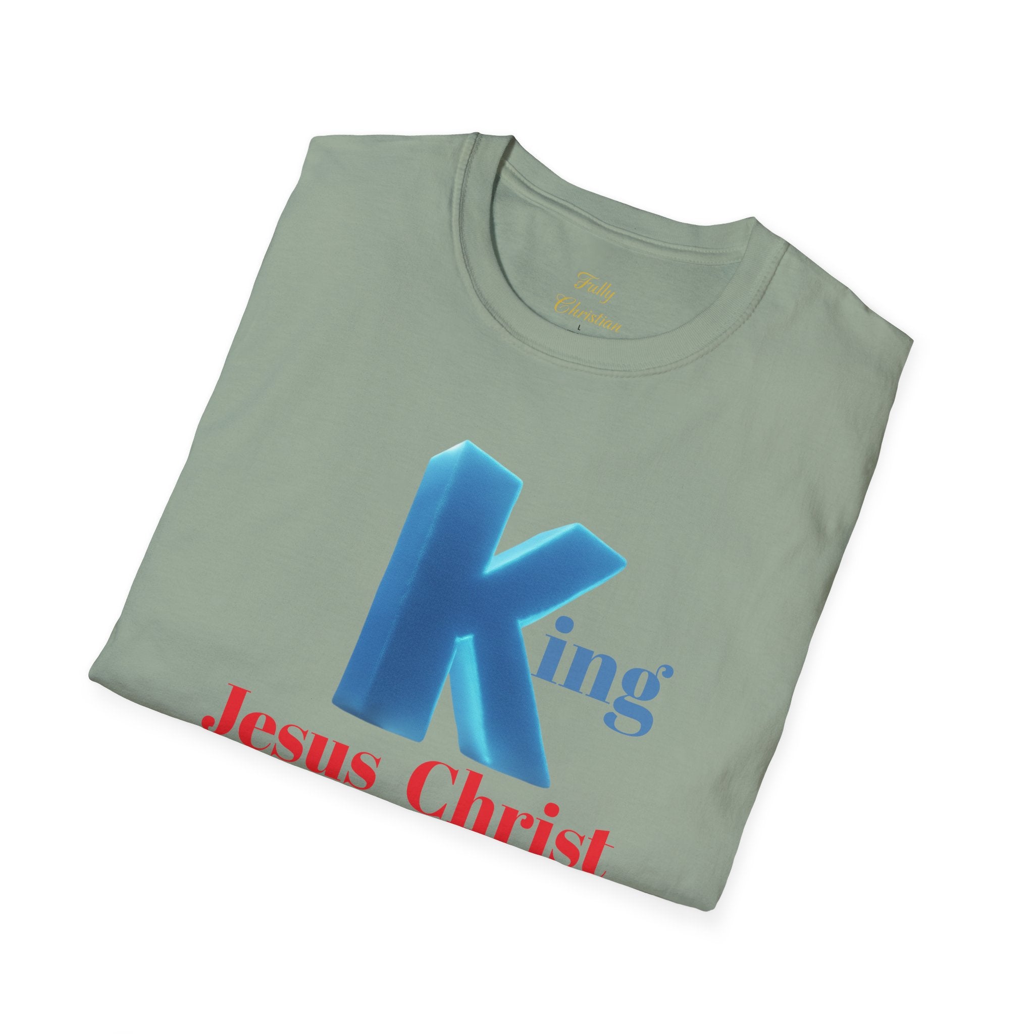 King Jesus Christ T-Shirt — 3D Blue Lettering Christian Faith Tee