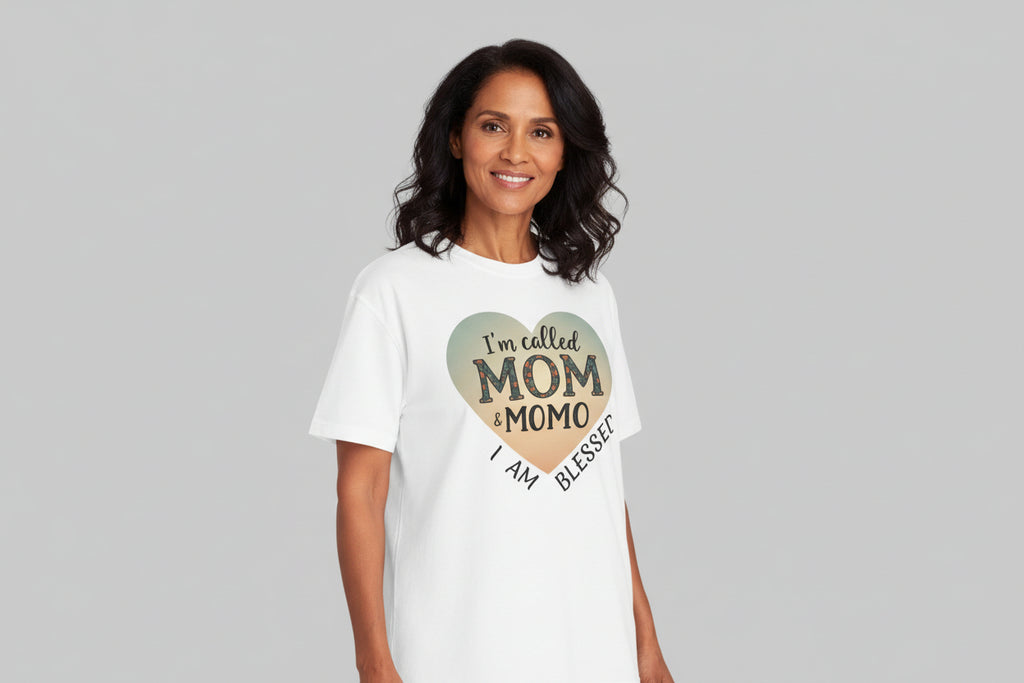I'm Called Mom & Momo T-Shirt — "I Am Blessed" Heart Design