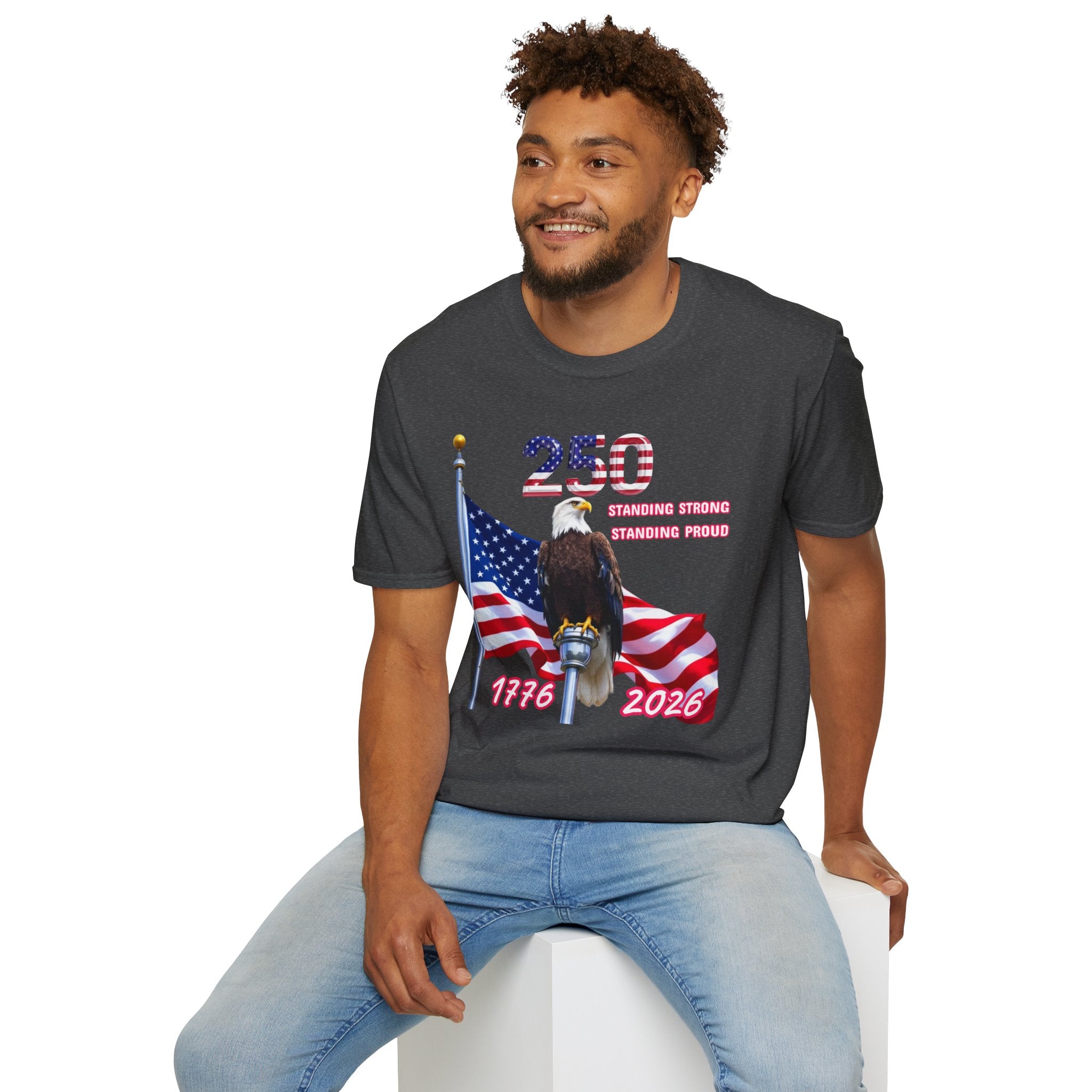 T-Shirt — 250 Years Patriotic Eagle Tee “Standing Strong, Standing Proud” (1776–2026)