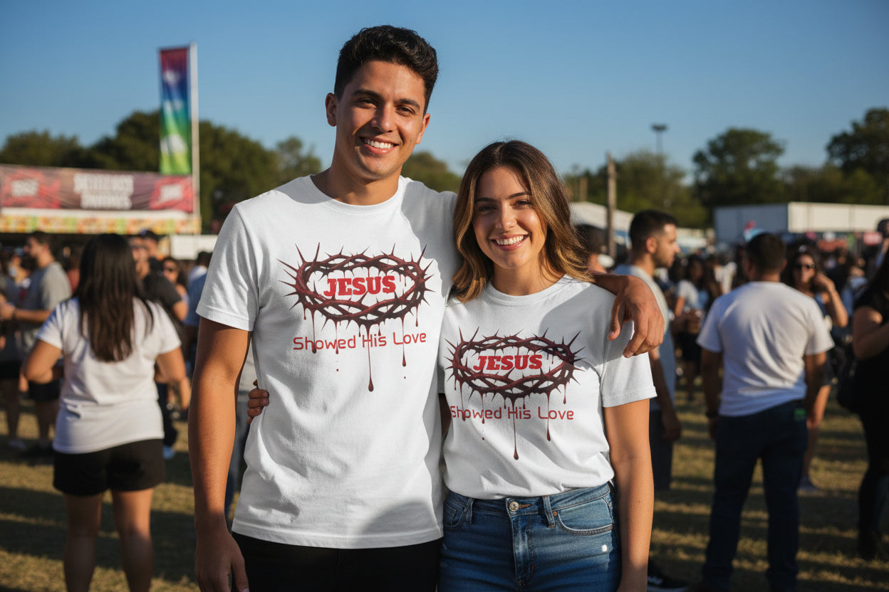 Jesus Showed His Love T-Shirt — Crown of Thorns Christian Tee