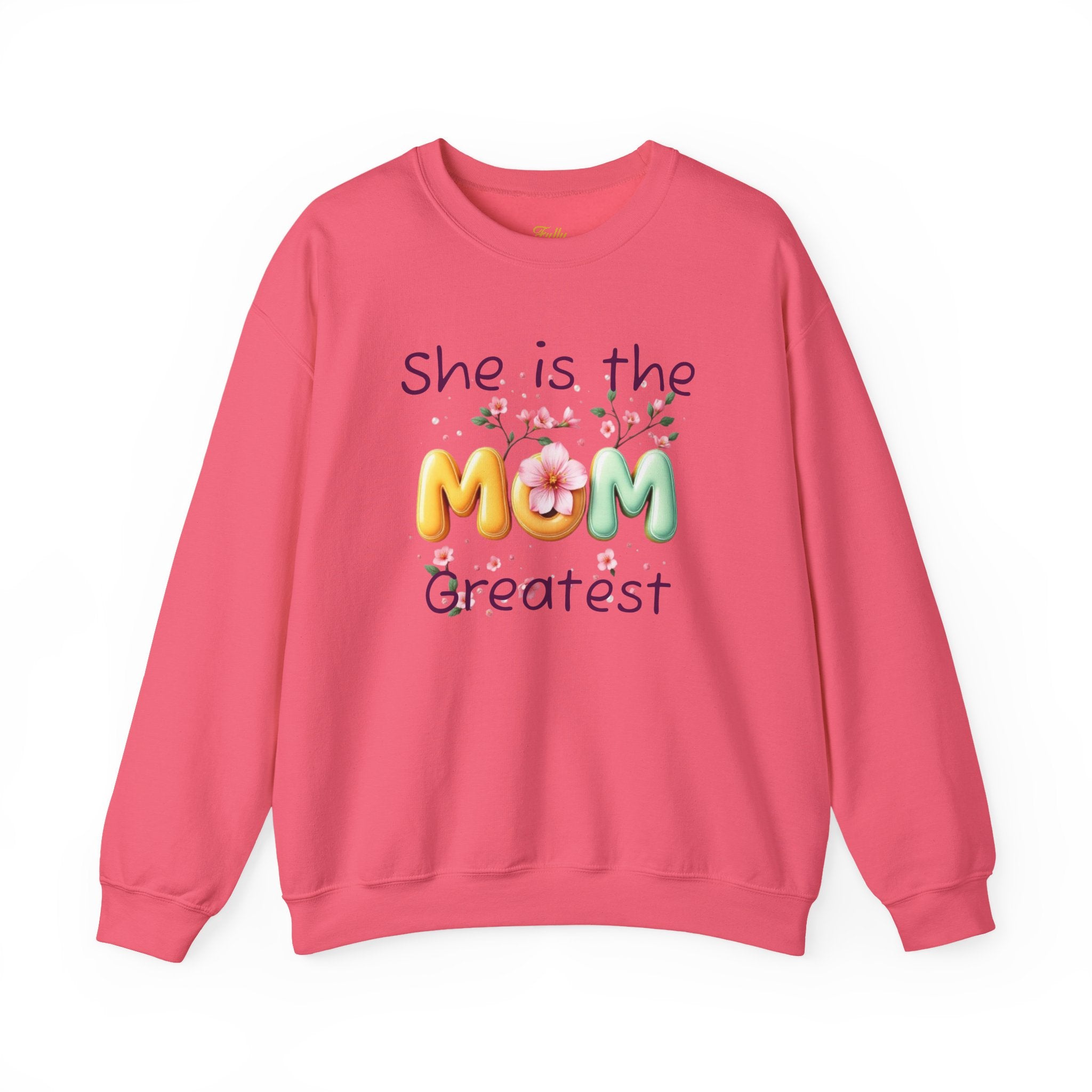 Greatest MOM Crewneck Sweatshirt — "She is the Greatest MOM" Floral Balloon Design