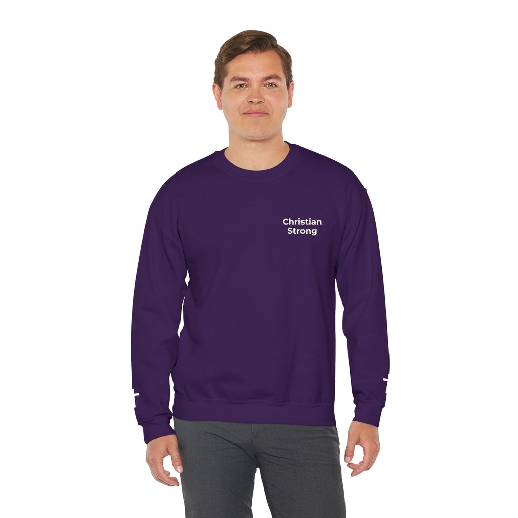 Embroidered Christian Strong Crewneck Sweatshirt — Faith-Inspired Graphic Pullover