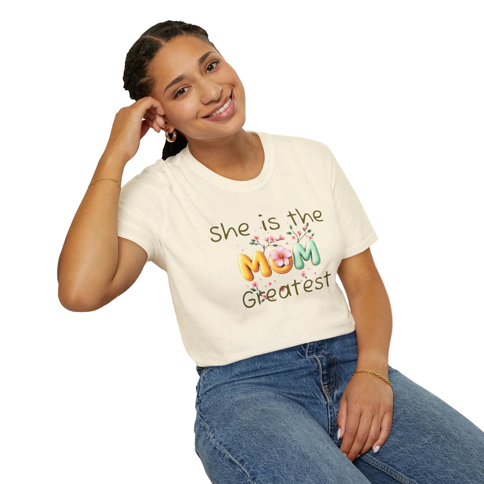 She Is the Greatest--MOM-- T-Shirt — Floral Mom Appreciation Tee for Mother’s Day