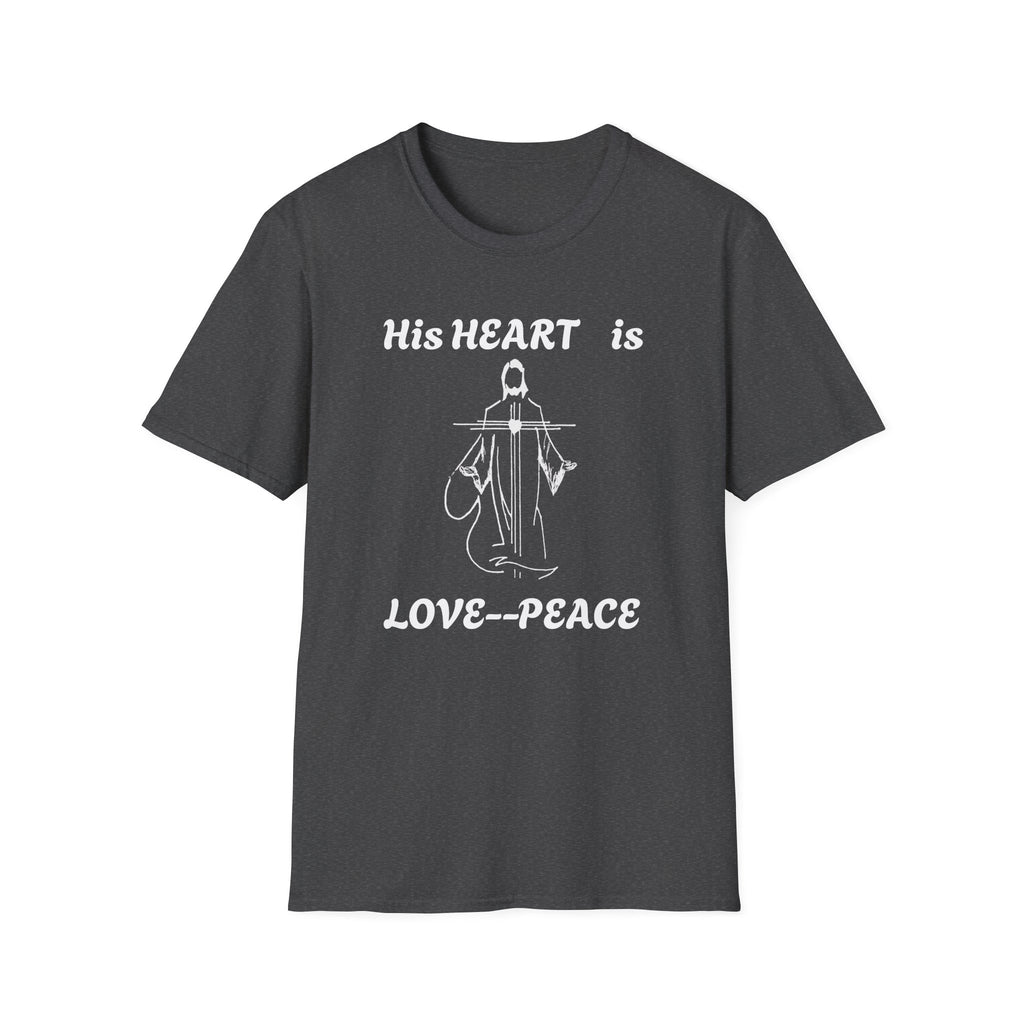 Christian Graphic Jesus  "His Heart is Love Peace" T-shirt – Christian faith apparel & gifts | Fully Christian Apparel