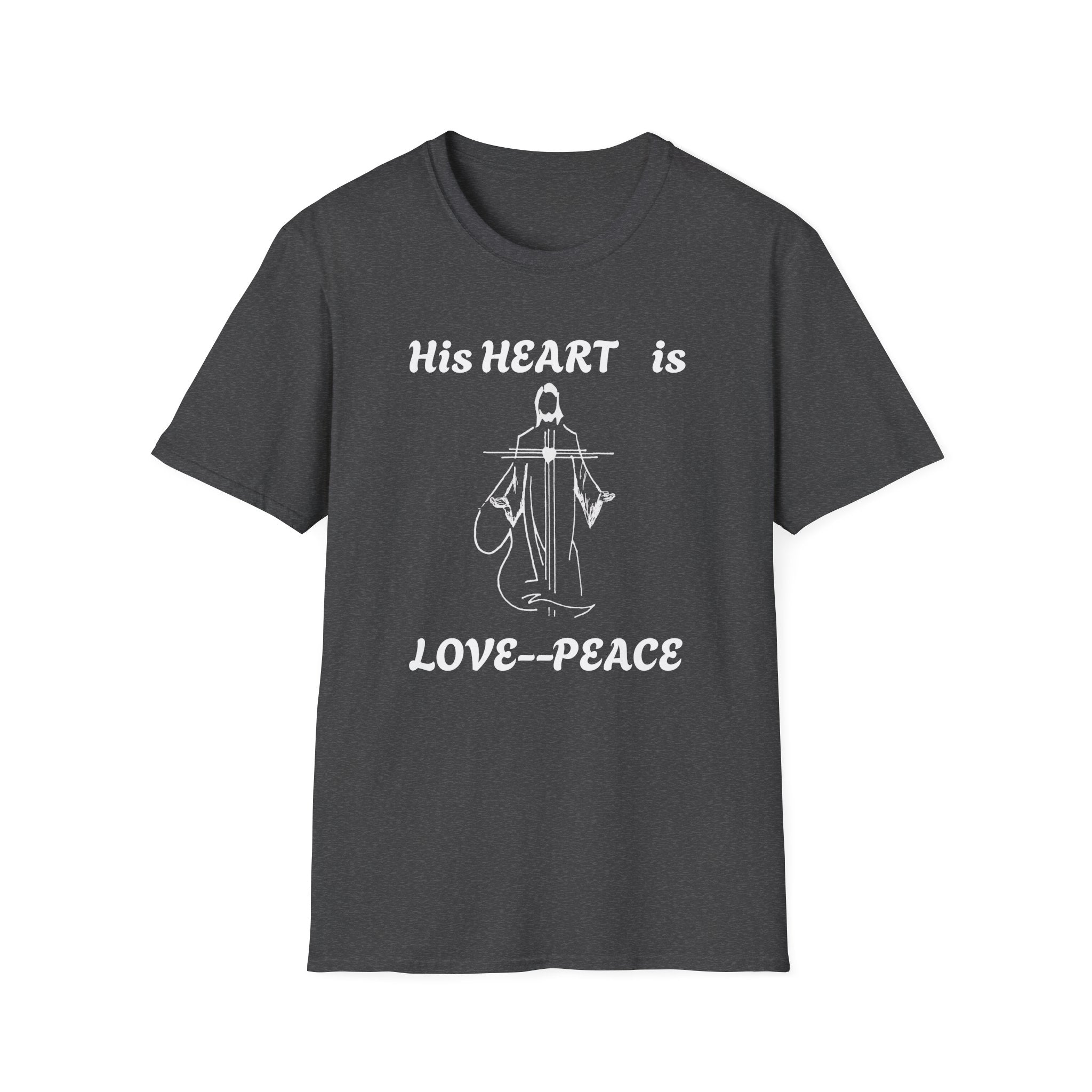 Christian Graphic Jesus  "His Heart is Love Peace" T-shirt