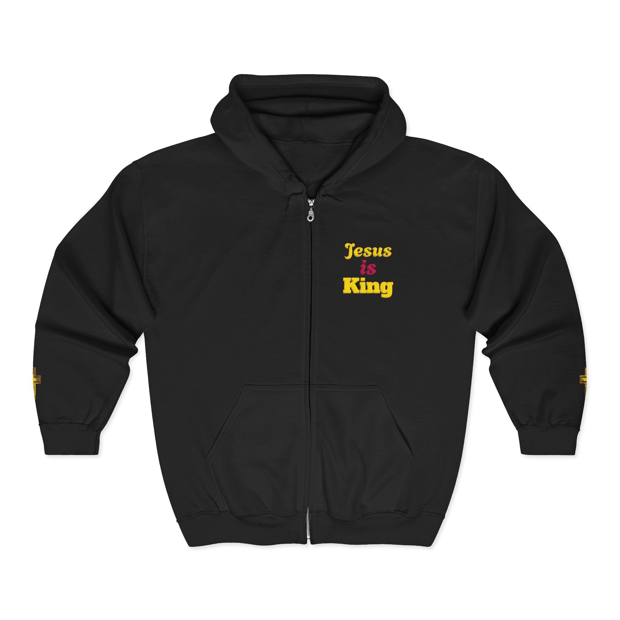 Jesus Is King Zip Hoodie — Christian Faith Full-Zip Hooded Sweatshirt