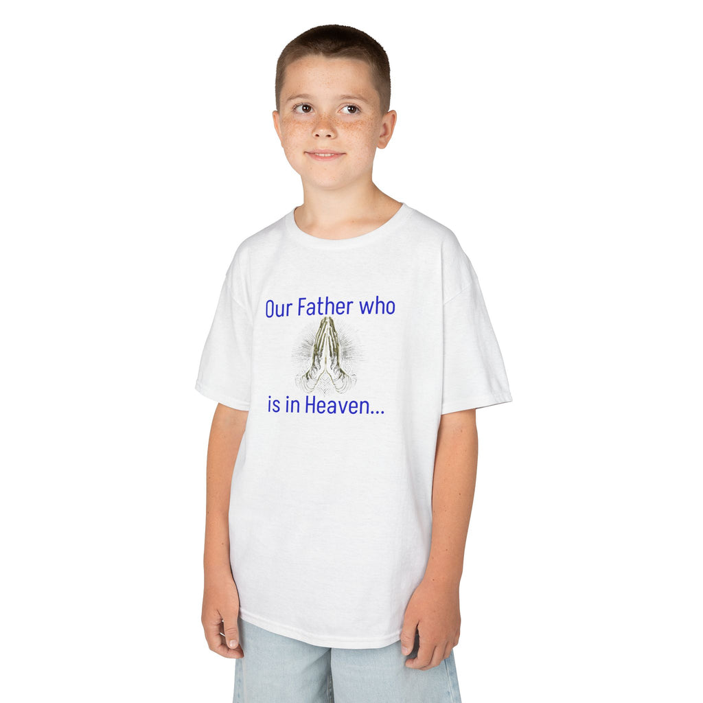 Kids T-Shirt “Our Father Who Is in Heaven” Praying Hands Faith Tee