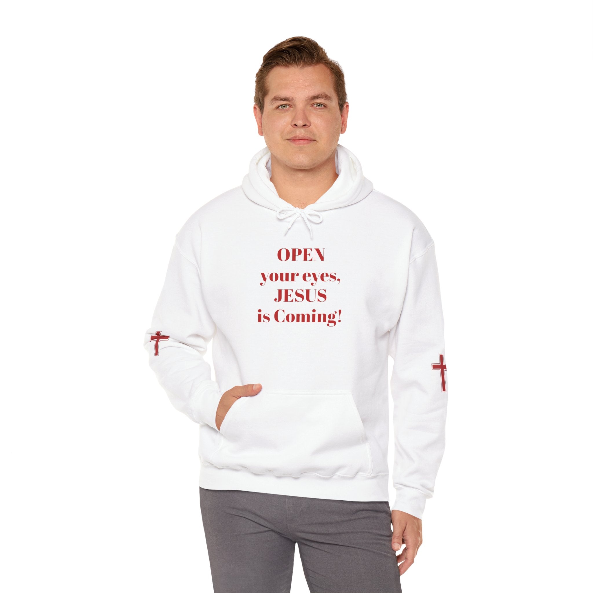 Religious Hoodie - "Open Your Eyes, JESUS is Coming!" Pullover