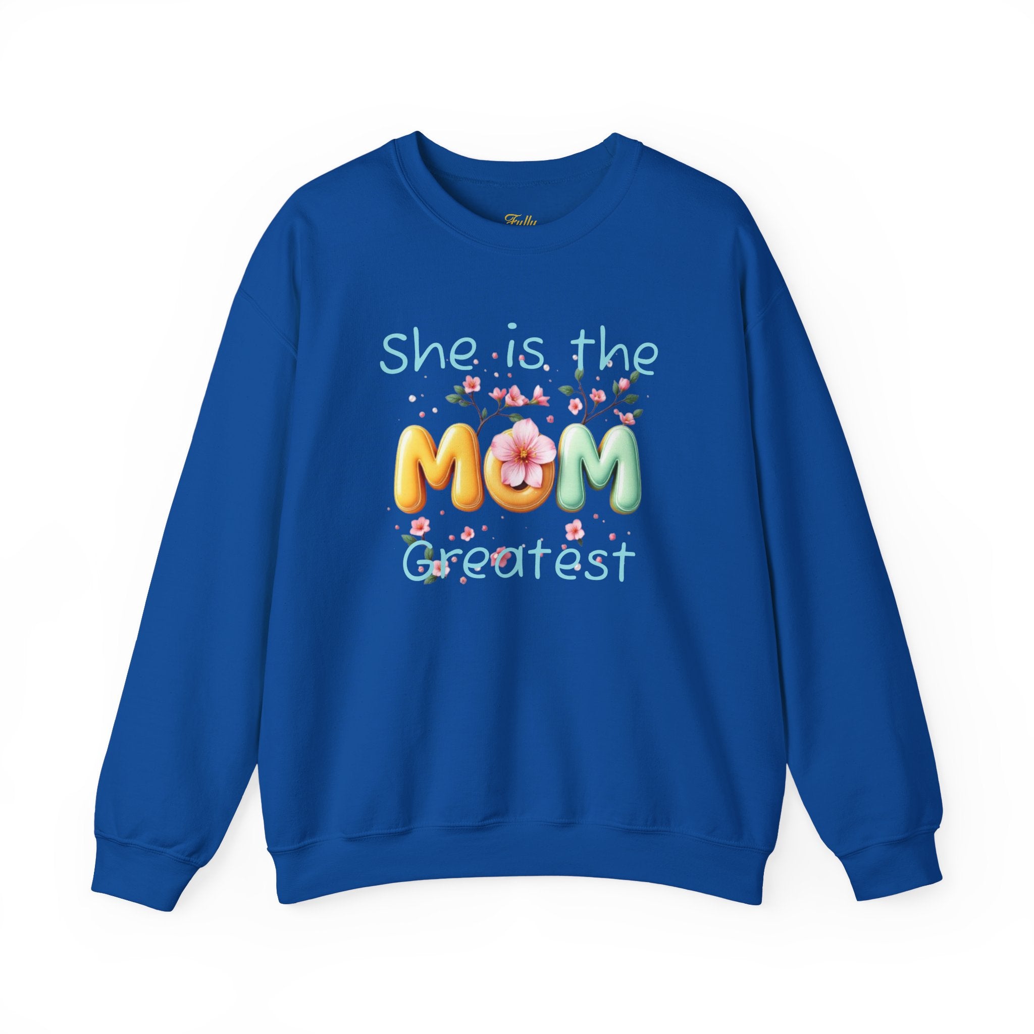 Greatest MOM Crewneck Sweatshirt — "She is the Greatest MOM" Floral Balloon Design