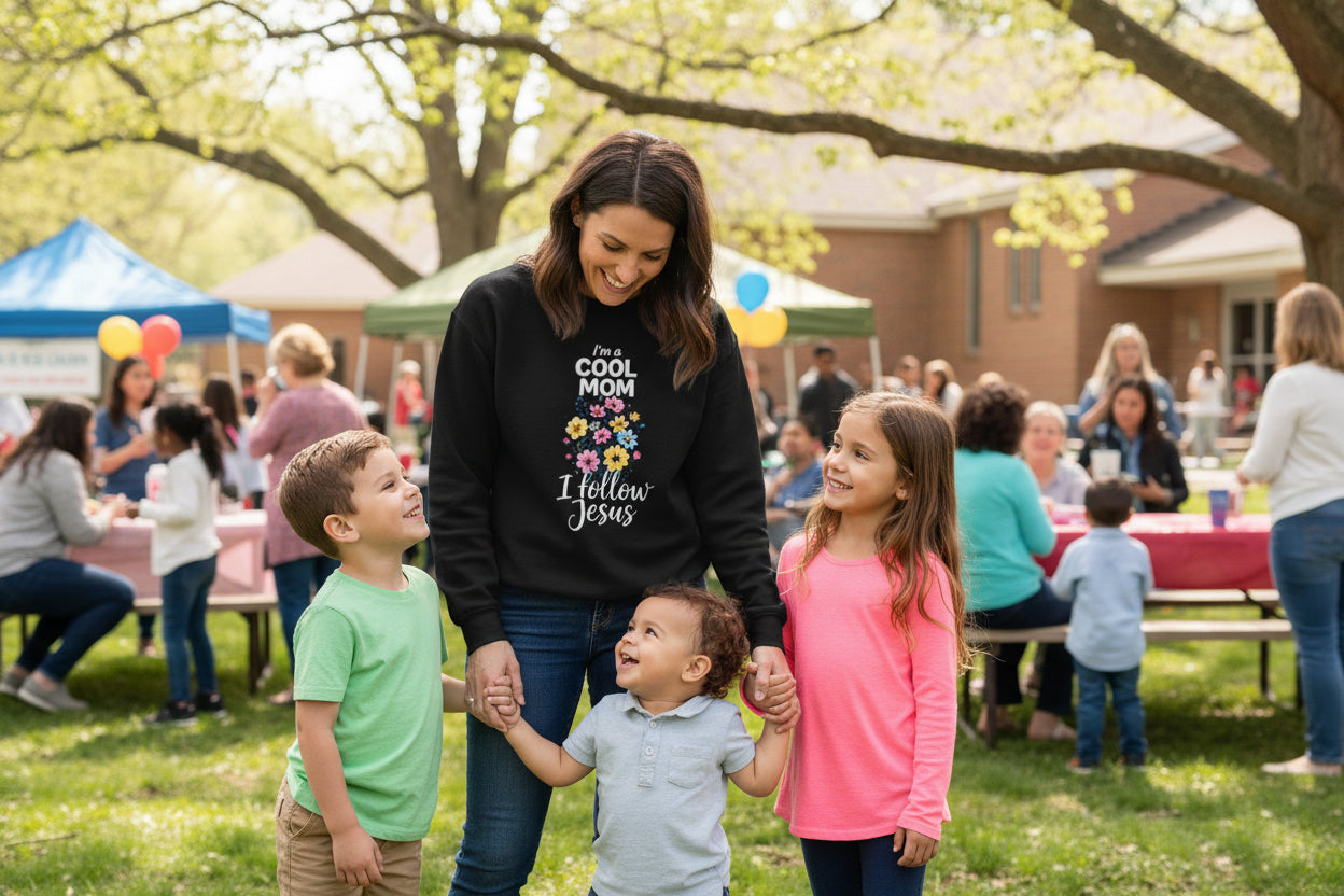 Cool Mom I Follow Jesus Sweatshirt – Christian Mom Crewneck