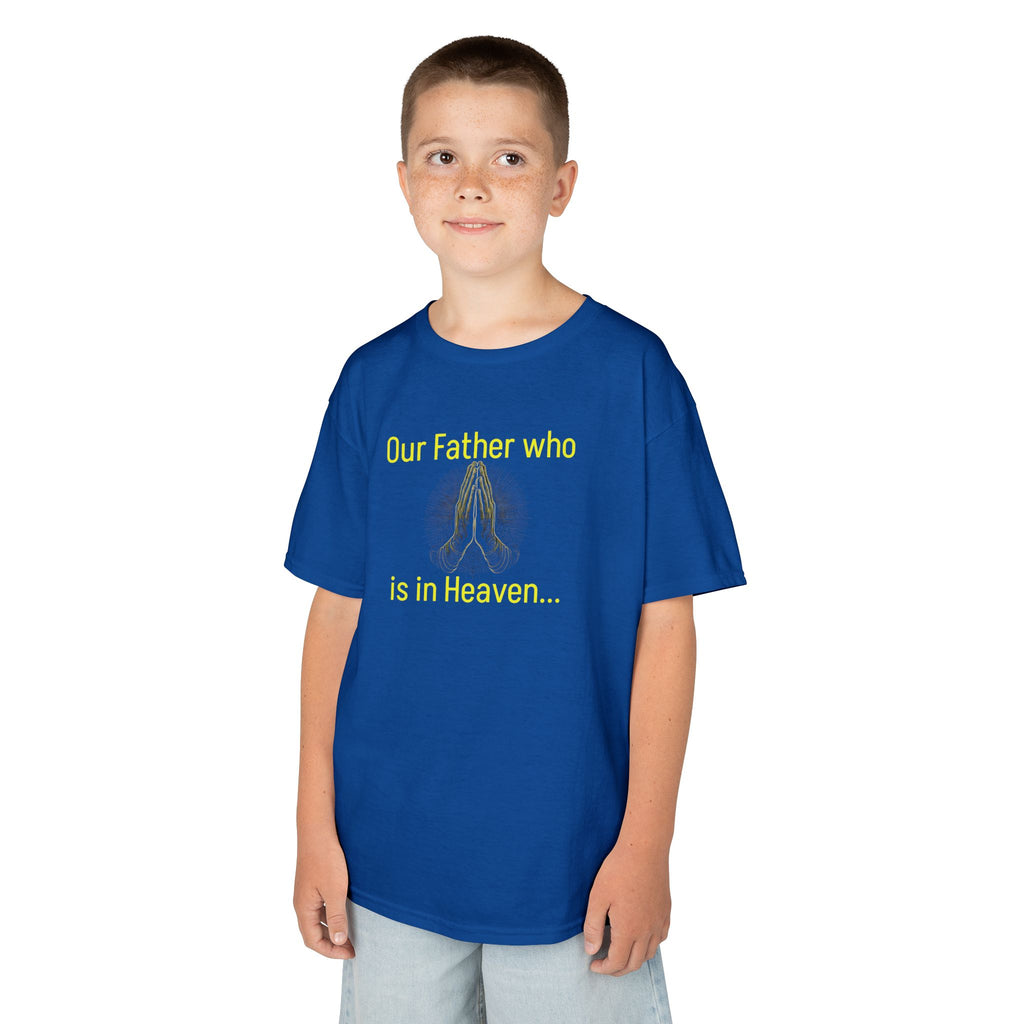 Kids T-Shirt “Our Father Who Is in Heaven” Praying Hands Faith Tee
