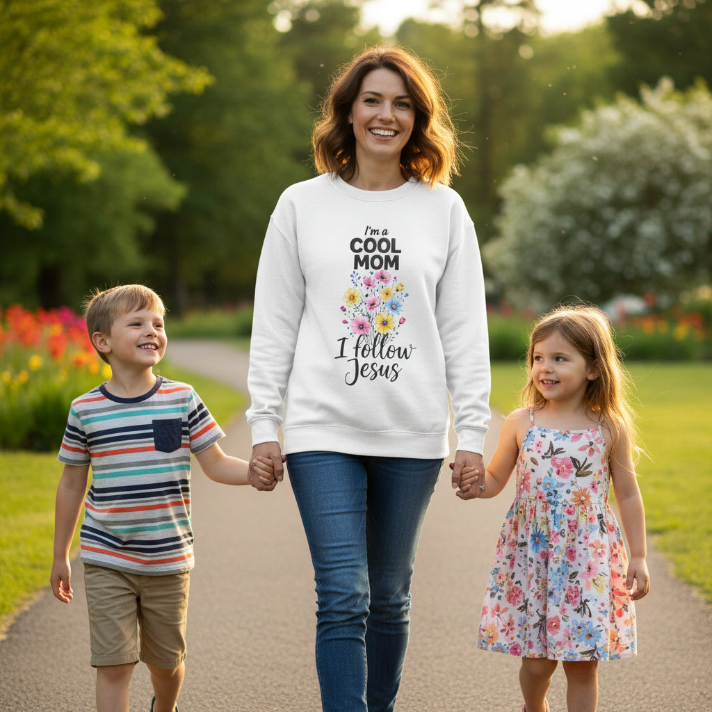 Cool Mom I Follow Jesus Sweatshirt – Christian Mom Crewneck