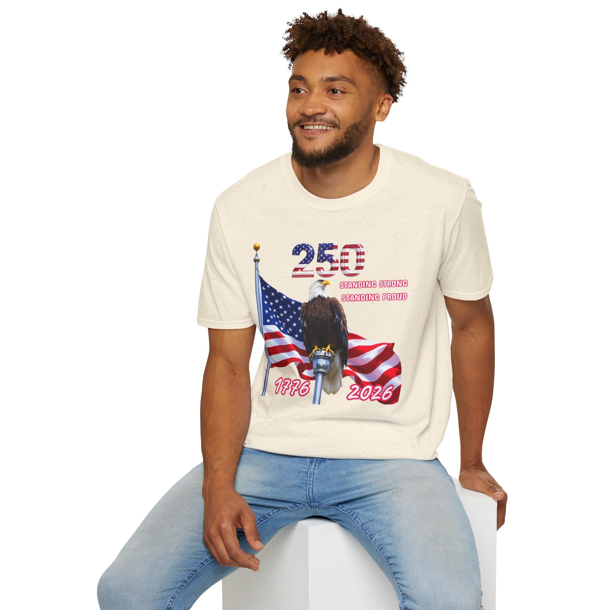 T-Shirt — 250 Years Patriotic Eagle Tee “Standing Strong, Standing Proud” (1776–2026)