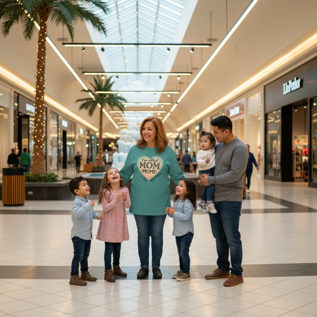 Mom & Momo Heart Long Sleeve Tee – “I’m Called Mom & Momo, I Am Blessed”