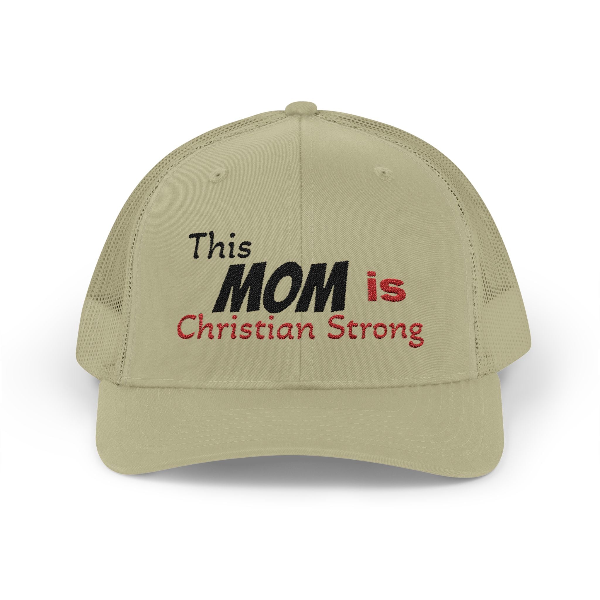 This Mom Is Christian Strong Embroidered Snapback Trucker Cap — Faith-Based Mom Hat