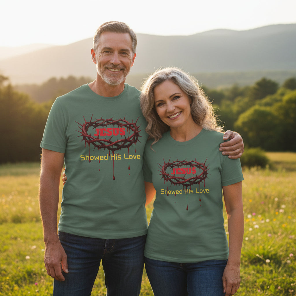 Jesus Showed His Love T-Shirt — Crown of Thorns Christian Tee