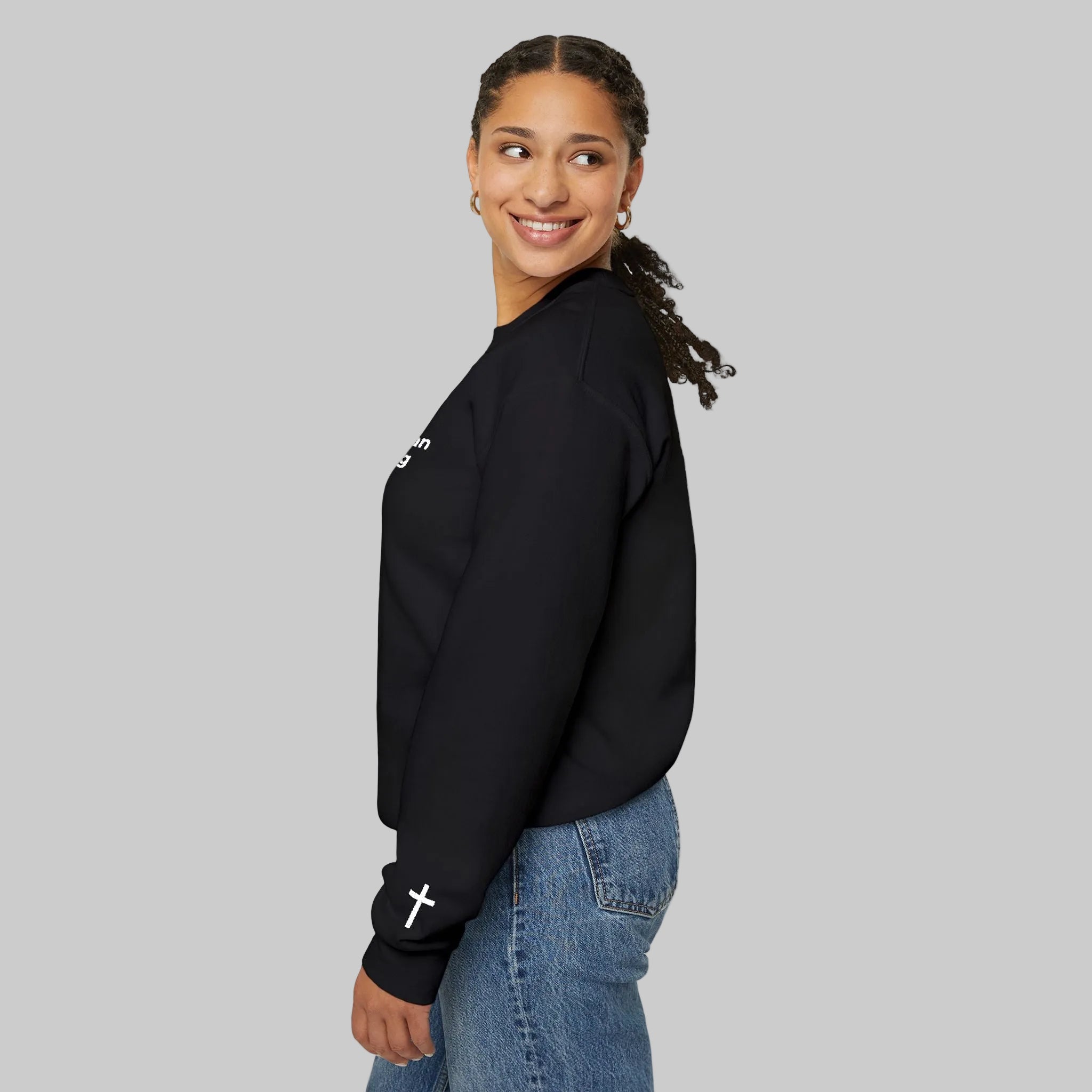 Embroidered Christian Strong Crewneck Sweatshirt — Faith-Inspired Graphic Pullover