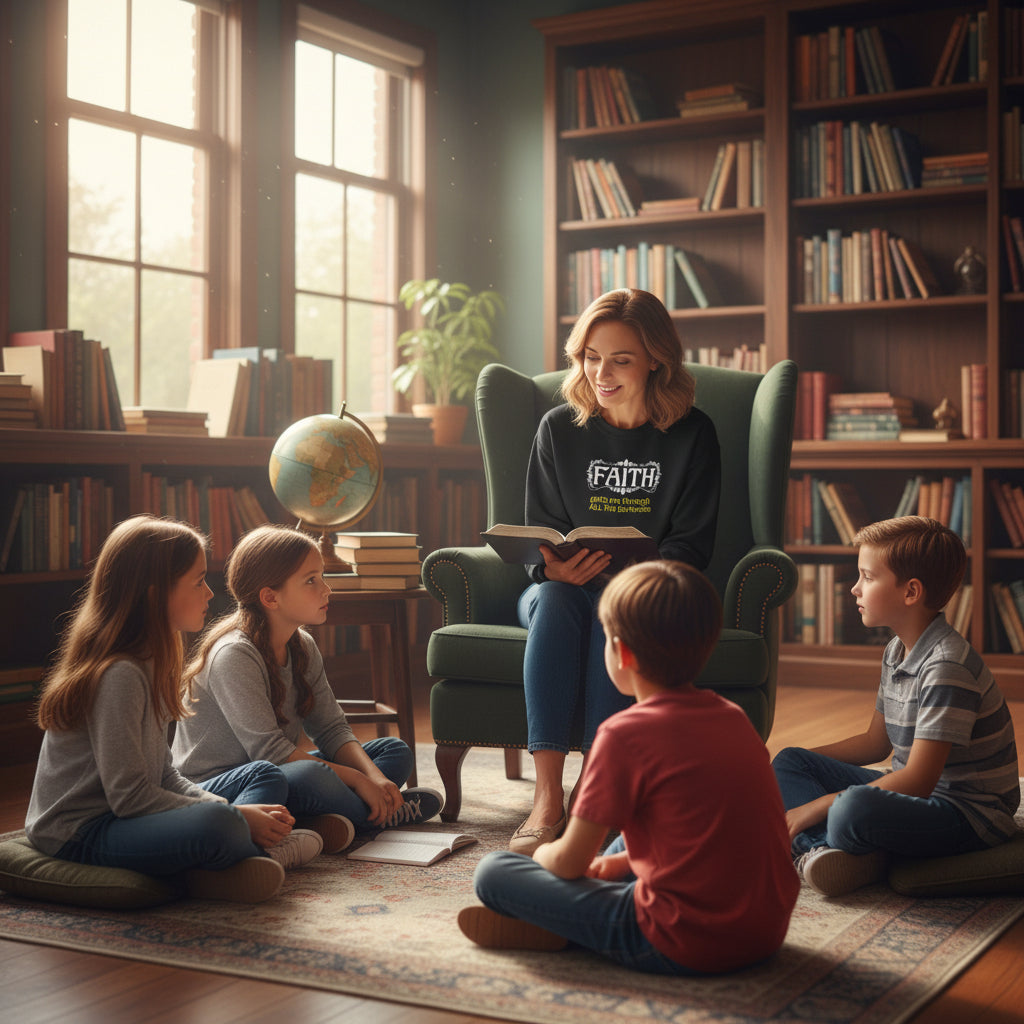 Faith Inspirational Crewneck Sweatshirt — "Faith Gets Me Through All the Darkness"