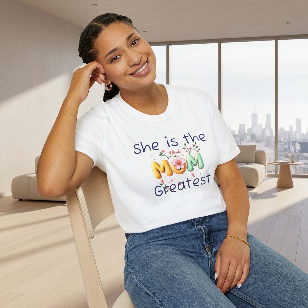 She Is the Greatest--MOM-- T-Shirt — Floral Mom Appreciation Tee for Mother’s Day