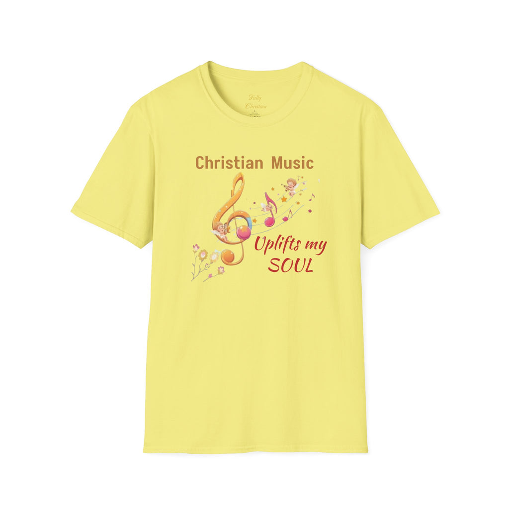 Christian Music T-Shirt – "Uplifts My Soul" Inspirational Faith Tee