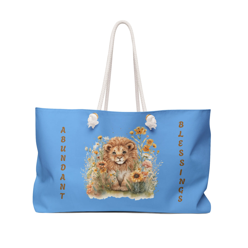 Weekender Bag - 'Abundant Blessings' Lion Floral Travel Tote – Christian faith apparel & gifts | Fully Christian Apparel