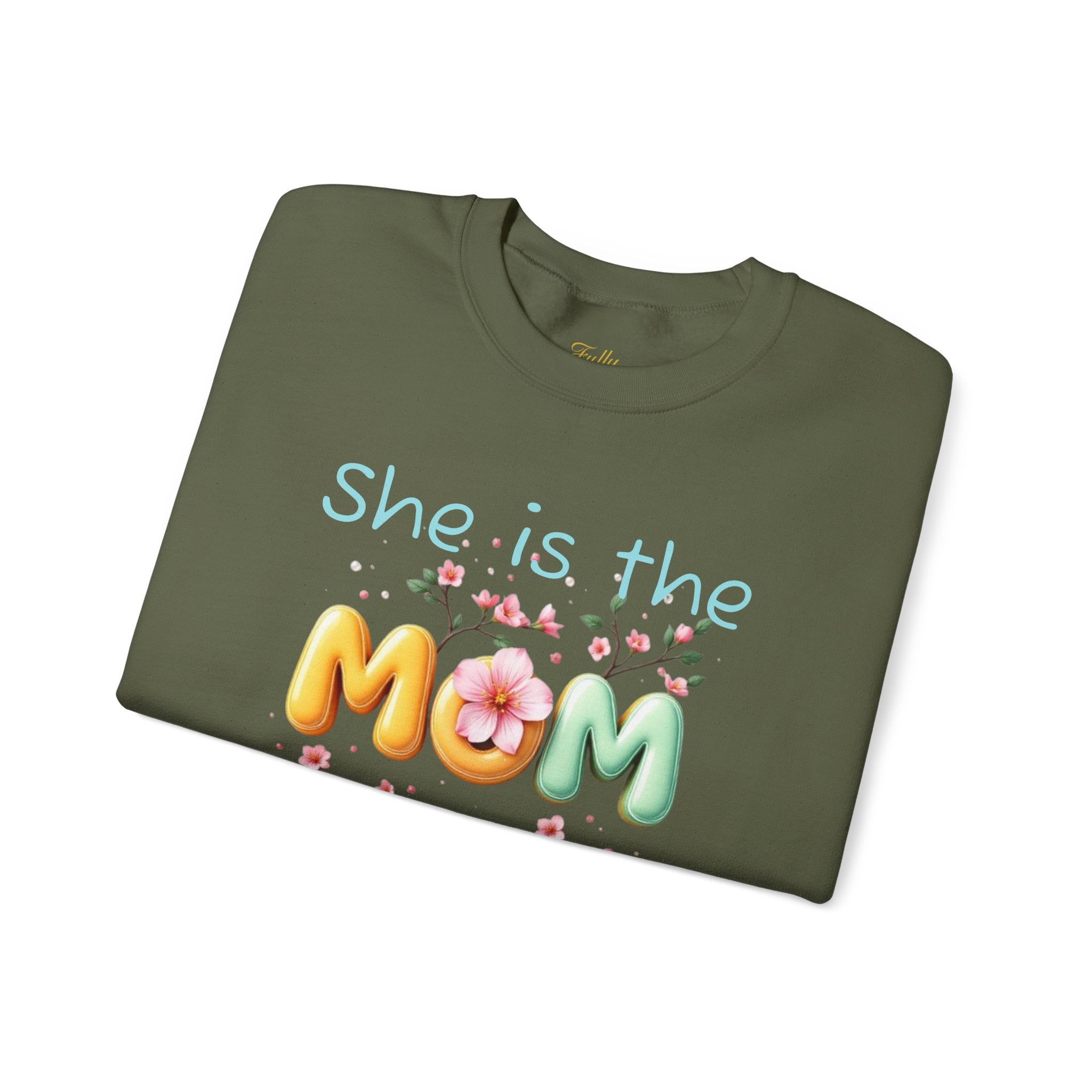 Greatest MOM Crewneck Sweatshirt — "She is the Greatest MOM" Floral Balloon Design