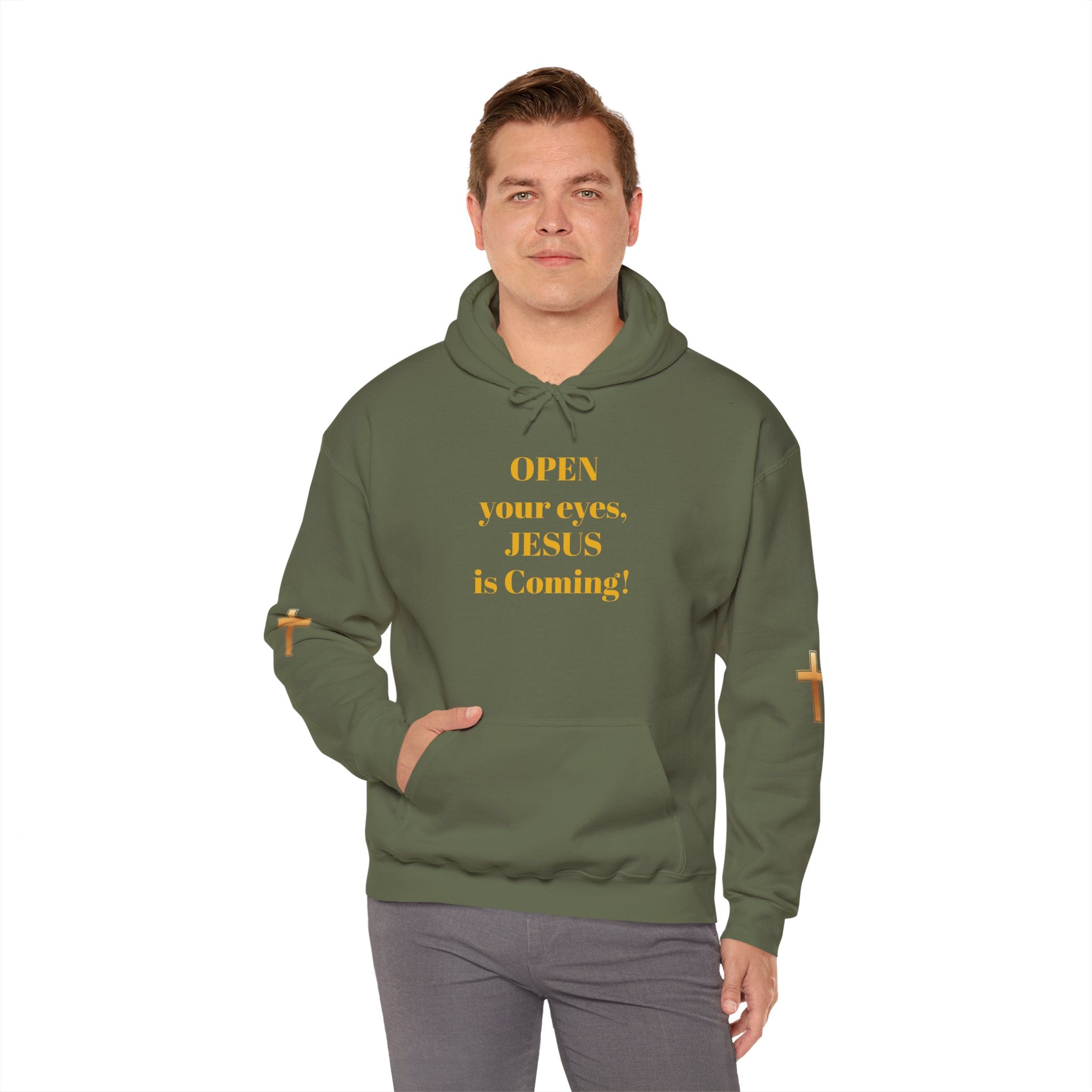Religious Hoodie - "Open Your Eyes, JESUS is Coming!" Pullover