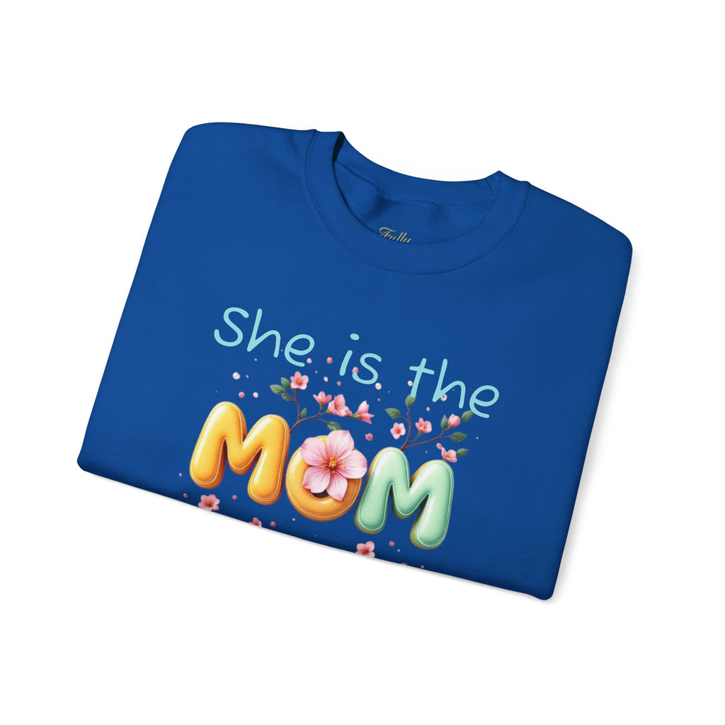 Greatest MOM Crewneck Sweatshirt — "She is the Greatest MOM" Floral Balloon Design