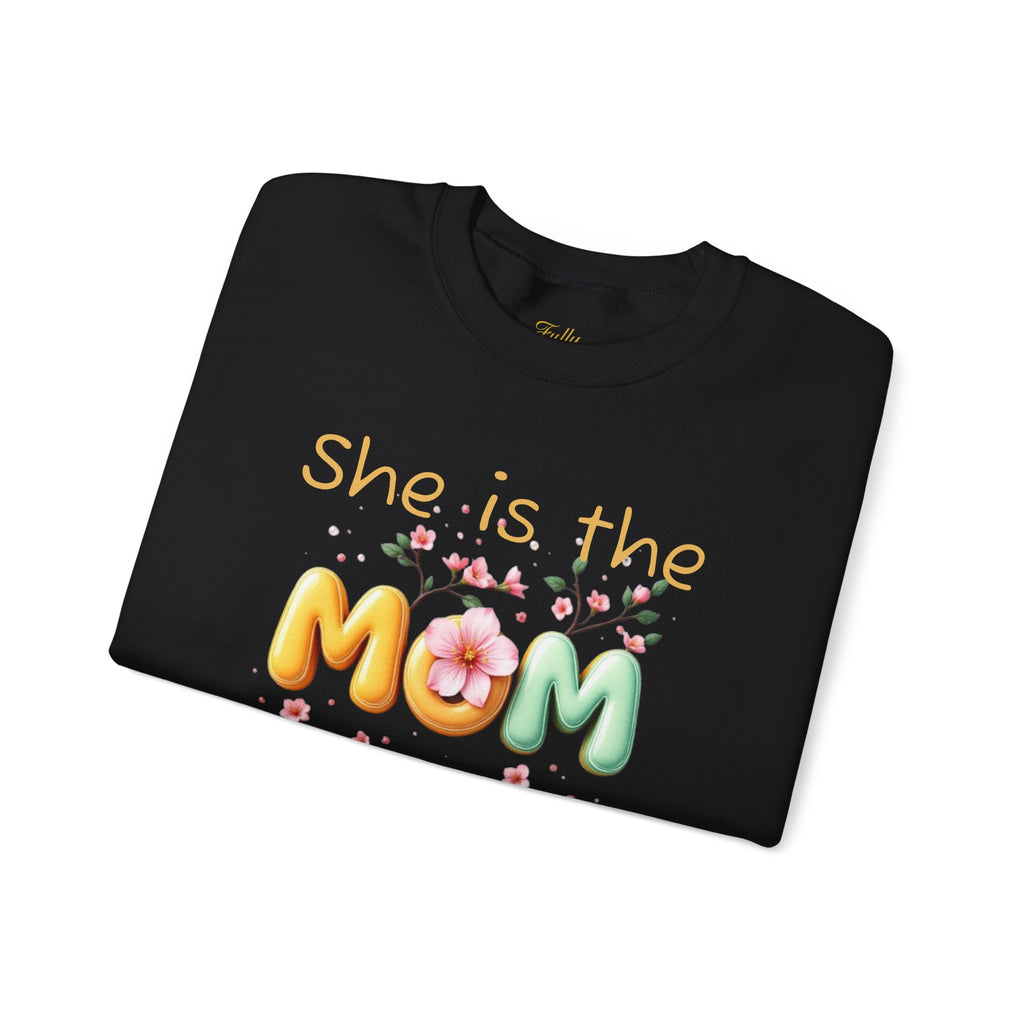 Greatest MOM Crewneck Sweatshirt — "She is the Greatest MOM" Floral Balloon Design